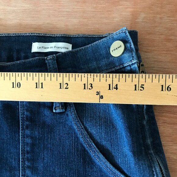 Frame Le Flare De Francoise Flare Jeans Women 32 Blue Mid Rise Raw Hem Preppy - Picture 11 of 15